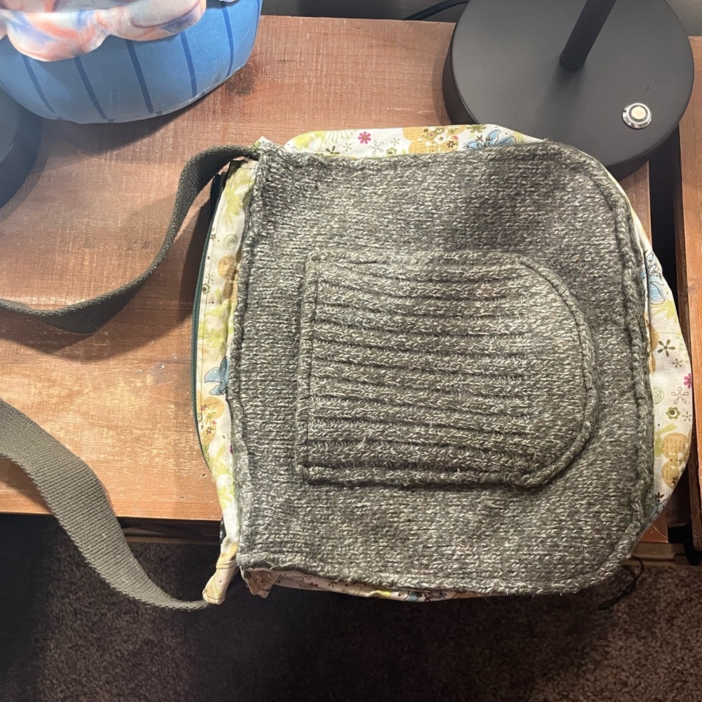 Adorable Military Green Knit Crossbody Bag